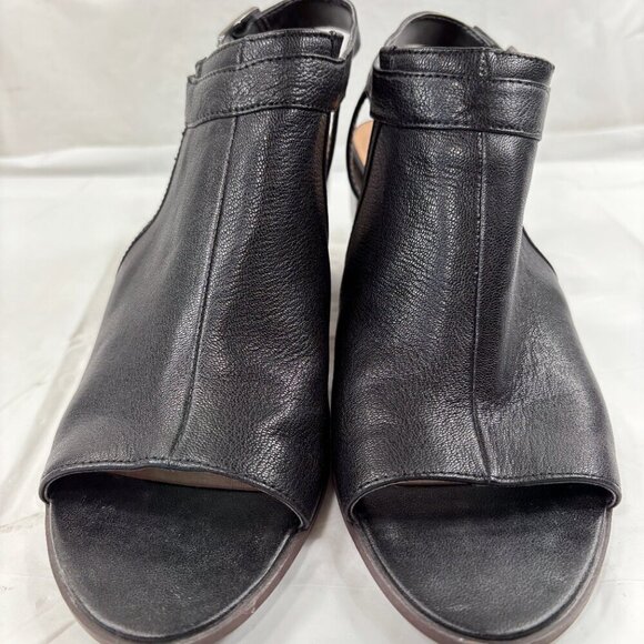 Franco Sarto Harlet Women’s Black Leather Peep Toe Slingback Heels size 9 - Picture 10 of 13